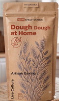 Dough Dough at Home sourdough starter — artisan brown craft pack with printed instructions, made in the UK