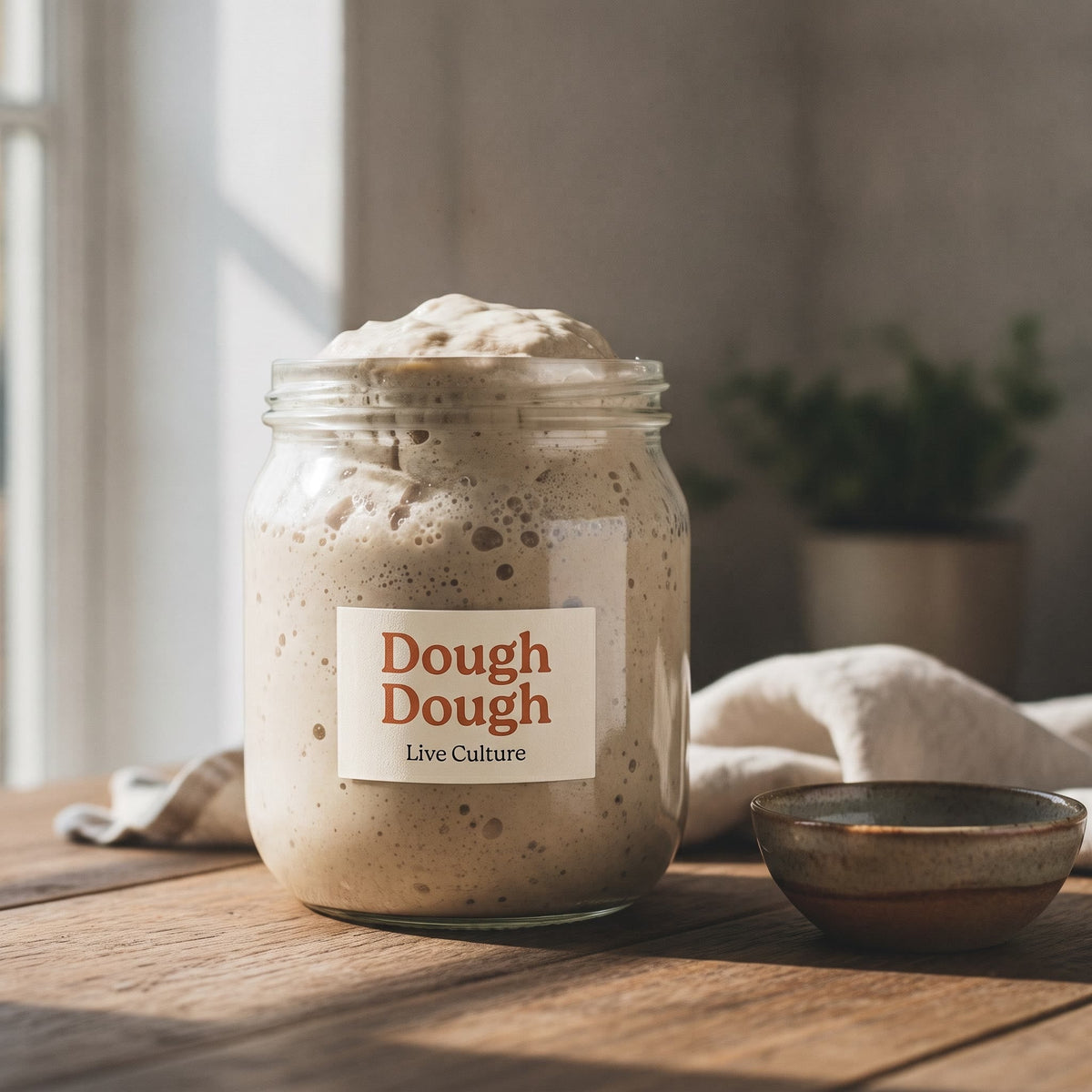 Dough Dough at Home einkorn sourdough starter — 15 g kraft pack, live culture, never dehydrated — active starter