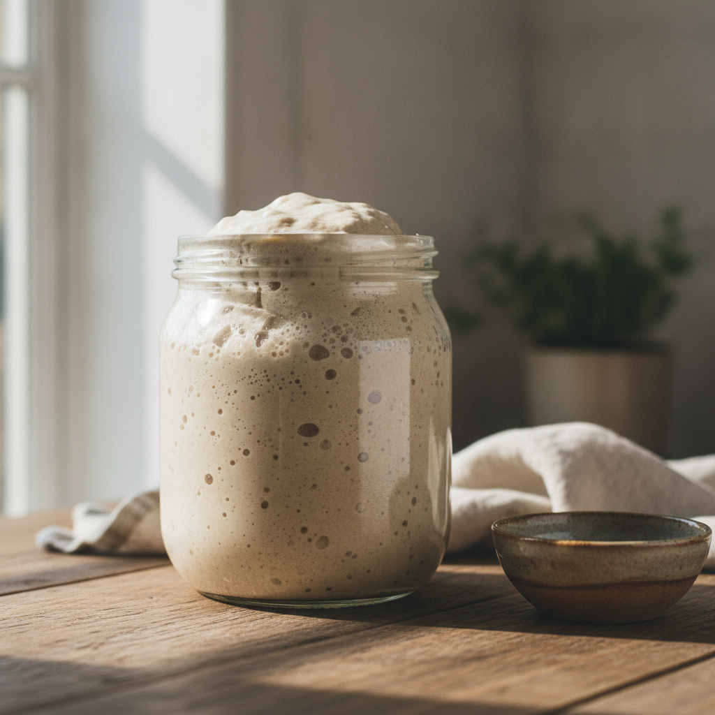 Dough Dough at Home white spelt sourdough starter — 15 g kraft pack, live culture, never dehydrated — active starter