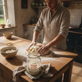 Sourdough starter sachet before activation — 15 g shelf-stable live culture, no refrigeration needed