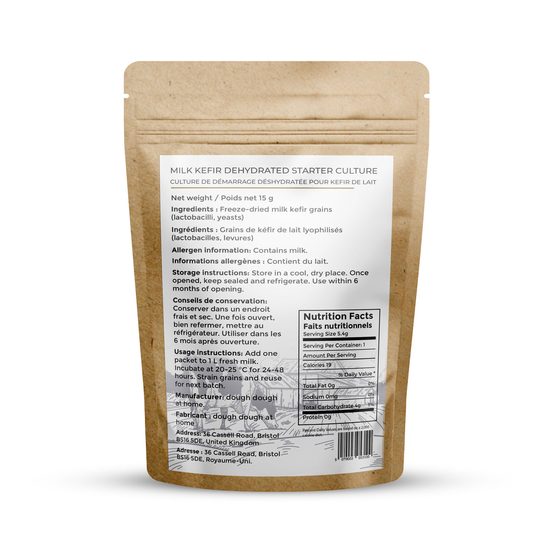 Dough Dough at home Milk Kefir Grains Starter Culture, 15 Grams - Dehydrated Easy to use